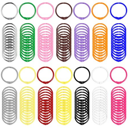 140 Stück Buchbinderinge 30mm Karteikarten Ringe Metall Buchring Bücher Ringe Mehrfarben Buchbinderinge Binder Ringe für Scrapbook Album Memo-Ablage Handwerk Schlüsselringe
