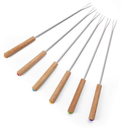 UKCOCO 6 Piezas tenedores para asar perros calientes brochetas barbacoa parilla portátil carne parrilla utensilios para servir charcutería Palitos para asar palos para hornear De madera
