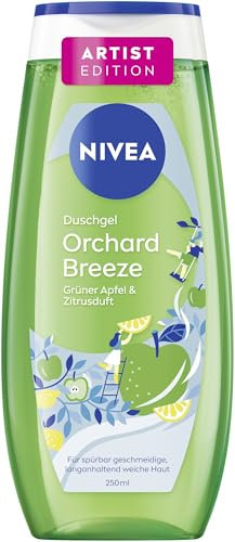 NIVEA Orchard Breeze Artist Edition Duschgel, pH-hautneutrale Pflegedusche mit Vitamin C & E, Duschbad mit fruchtigen Duft von Apfel und Zitrusdüften (250 ml)