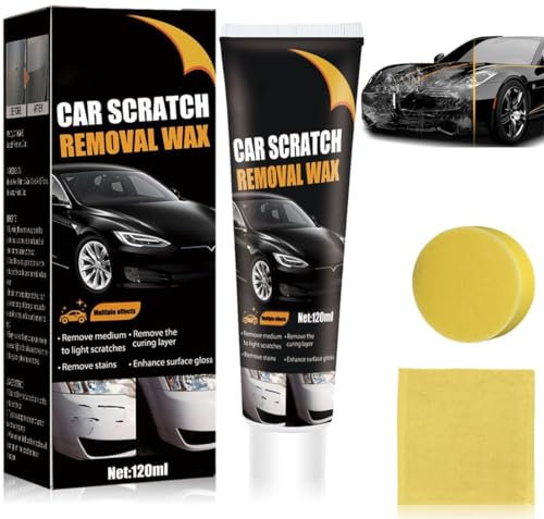 Scratch Remover for Vehicles, Car Polish Wax Scratch Remover Kit for Cars, Car Scratch Repair Paste, Paint Scratch Repair Kit with Wipe and Sponge, 120ML