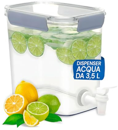 Avilia - Dispensador de agua de 3,5 l con grifo antigoteo y tapa a presión, ideal para frigorífico, uso diario y picnic, fácil de llenar y limpiar, sin BPA, dispensador de agua versátil y seguro