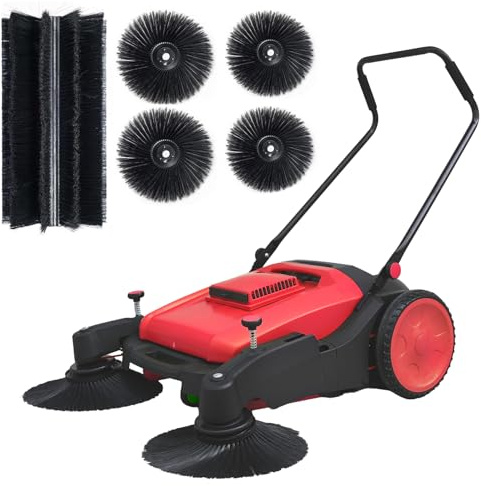 KARHDIR 41 Industrial Walk-Behind Hand Push Floor Sweeper,14.5 Gallon Large Capacity, 46000 SqFt/Hour, Indoor, Outdoor Use Cleaning of Dust Litter Grass