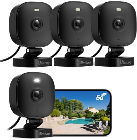 VIMTAG 2.5K Security Camera Indoor/Outdoor, Cameras for Home Security with Color Night Vision, AI Human Detection, Spotlight/Siren, Pet/Baby Monitor, IP66, 2-Way Audio,Works with Alexa, Wired, 4 Pcs