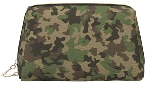 Bolsa de maquillaje de camuflaje verde con divisor, bolsa de aseo de viaje, bolsa de cosméticos portátil, Gold, One Size