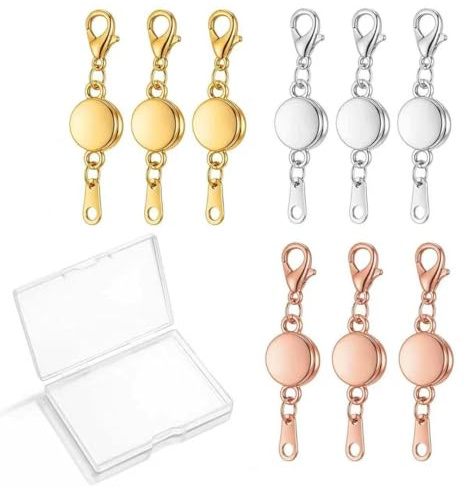 Magnetiska halsbandslås, lås för halsband, smyckeslås, runda kedjelås och armbandsförlängning för smyckestillverkning, 9 stycken