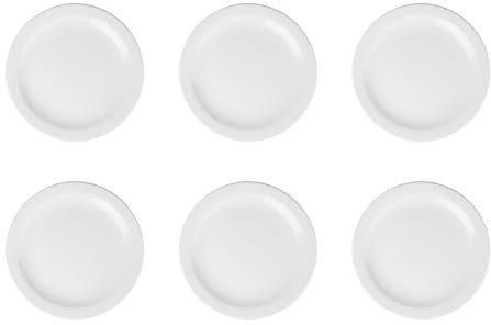 Olympia Athena Narrow Rimmed Plates 284mm/11 1/4 Pack of 6 - White Fully Vitrified Porcelain Dinner Set Restaurant Tableware Dishwasher Safe CF365