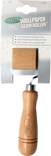 Axus Decor Hardwood Seam Roller (Gray Series) Wallpaper Roller with Beachwood Handle & Roller - Multi-Purpose Tool, Chrome Plating, Roller Width 45mm - for Professionals and DIY Enthusiasts