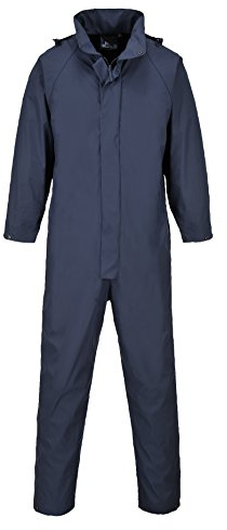 Portwest S452 Sealtex Overall Dragkedja Fram Infällbar Huva Maskintvättbar | Marinblå, M, EN 343 Klass 4:1, Unisex, Polyester, Trikå Stickad, Dolda Tryckknappar, Vattentät med Tejpade Sömmar, Skaltyg