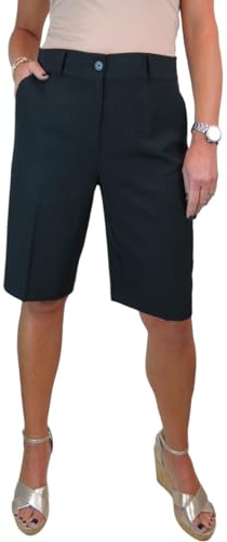 Ladies Smart Tailored Knee Length Bermuda Shorts Black 8-22 (14)