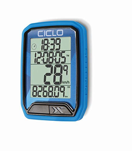 CICLO PROTOS 213 drahtloser Fahrradcomputer, in blau, mit 13 Funktionen