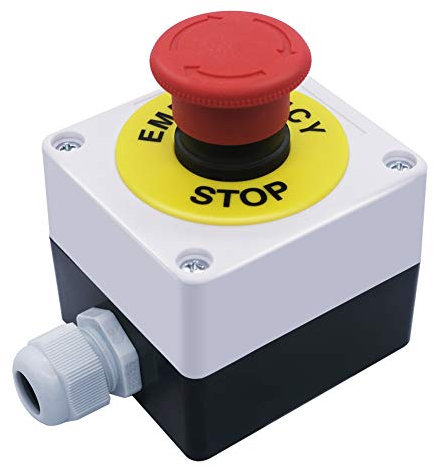mxuteuk 2NC 22mm rojo hongo interruptor de botón de parada de emergencia AC 660V 10A caja de estación de interruptor HB2-ES544-BOX-W