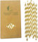 100 Pack Shiny Foil Gold Striped Paper Straws, Disposable Golden Stripes Paper Drinking Straw Party Cocktail Straws for Birthday Wedding Christmas Party Suppliers
