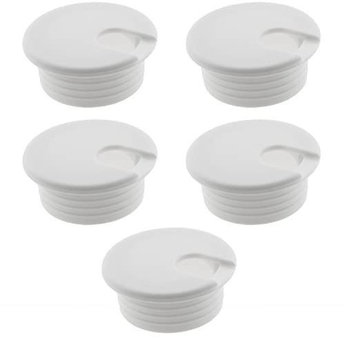 HJGarden 5PCS 1-1/2inch / 38mm Desk Grommet Wire Cord Cable Grommets Hole Cover for Office PC Desk Cable Cord Organizer Plastic Cover, White
