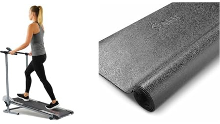Sunny Health & Fitness - Cinta de Correr Manual, no eléctrica, Plegable y compacta, silenciosa y con Esterilla Protectora de Suelo de Espuma para Gimnasio en casa