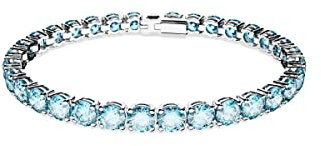 Swarovski Matrix Tennis Bracelet, Round Cut Crystals, Pink, Blue, Black, Clear, Rhodium, Gold-Tone and Rose Gold-Tone Finishes, S, Cubic Zirconia, Cubic Zirconia