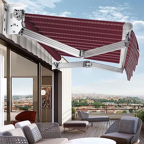 Gtzly Garten-Terrasse, Manuelle Markise, Kurbeldeck-Markise, Terrassen-Markise, Wasserabweisend und UV-Schutz, Sonnenschutz für Hof, Veranda, Balkon, Robuster Aluminiumrahmen (Size : 4x2m/157x79in)