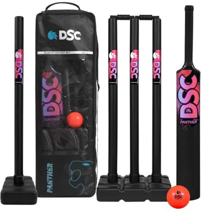 DSC Panther Plastic Cricket Set - Ideal for Tennis and Gully/Turf Cricket Bat, Size - 6