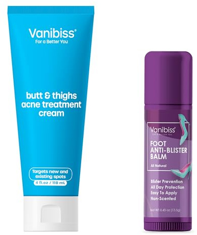 Vanibiss Butt and Thighs Acne Treatment Cream & Foot Anti Blister Balm - Bundle