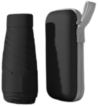 Foribyw Mini Travel Umbrella with Case Small Compact Anti-UV Rainproof Windproof Umbrella Fast Dry and Ultra Lightweight Tiny Pocket Umbrella for Women Man Students (black)