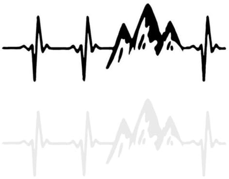 WMUVAZA Adesivo universale per auto, 2 pezzi motivo battito cardiaco, montagna, semplice silhouette di montagna, Adesivo Auto da Arrampicata sulle Montagne in Vinile più Riflettente Adesivo