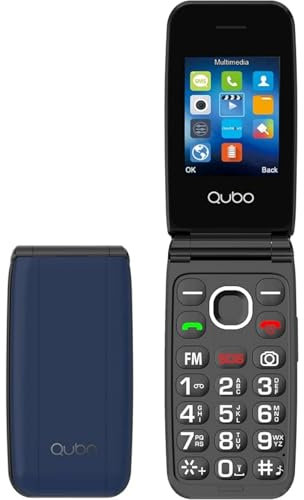Qubo Seniorenhandy Klapphandy Ohne Vertrag, Großtastenhandy, GSM Flip Mobiltelefon SOS Notruffunktion, Taschenlampe, FM-Radio, 2,4 Zoll Farbdisplay, Blau