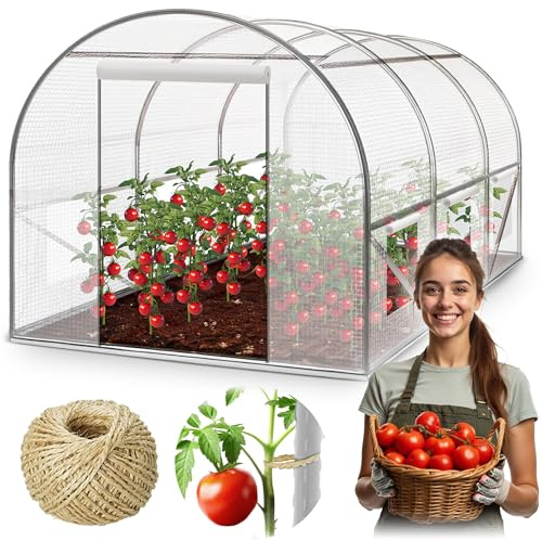 Plonos Serre Tunnel avec Cadre en Acier - avec Support pour Plantes - 2 x 3 x 2 m - 6 m² - Blanc