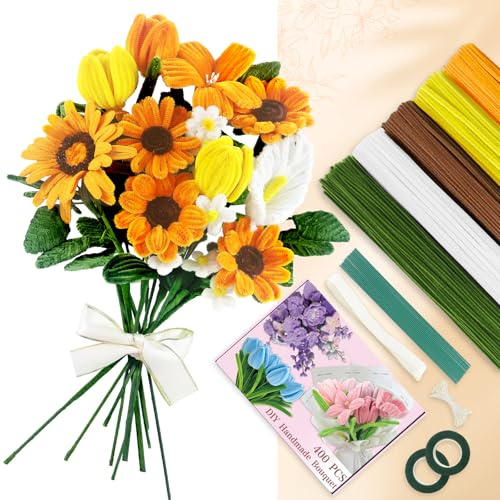 GENHH Set de Limpiapipas Flores (Naranja-5 Colores)