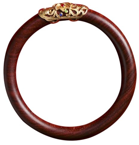 Healvian Handmade Rosewood Bracelet Wooden Bangle Jewelry for Women Vintage Round Bangle