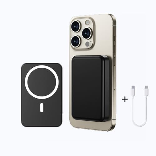 Batterie Externe Magnétique Power Bank sans Fil 5000mAh, PD 20W Charge Rapide Power Bank avec USB-C Entrée Chargeur Portable Compatibile Con 16/15/14/13/12/Pro/Pro/Max