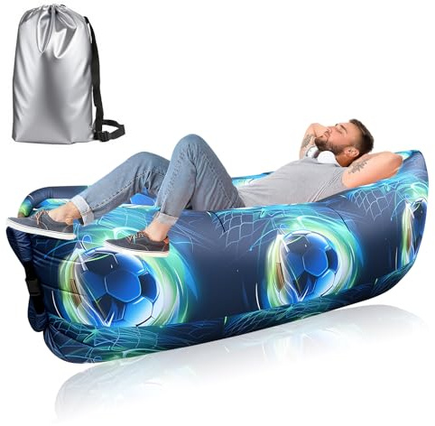 Dwafill Hamac Gonflable, 185 * 70CM Transat, Canapé, Sofa, Chaise Longue Gonflable, avec Le Portable Package, pour Le Camping, la Mer, la Plage, Le Festival de Musique (Cryptage, C)