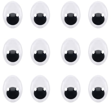 TOAOB 30pcs Yeux Mobiles Autocollants Oval Oeil Adhésifs 15x20mm | Noir en Plastique, Pour Scrapbooking Artisanat Accessoires, DIY Craft Poupées Carnet de Scrap