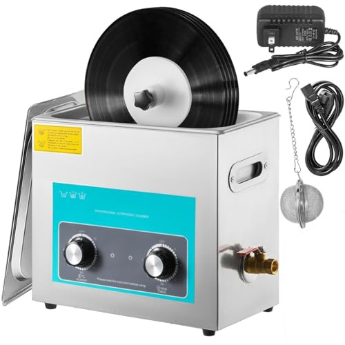 Ultraljudsrengöring 6 L rostfritt stål, justerbar tid/temperatur, 40 kHz djuprengöring för vinylskivor, smycken, glasögon, klockor, metallverktyg, laboratorieredskap