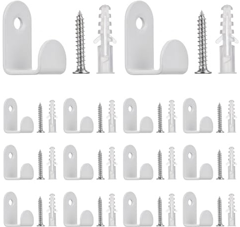 Bbtcxjs 14 ganchos blancos para colgar resistentes, pequeños ganchos blancos para colgar abrigos, toallas, abrigos, ropa, sombreros, batas, en baño, cocina, puerta, percha, con tornillos