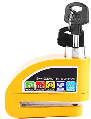 Chiyyak di Allarme di Blocco Freno a Disco in Metallo Premium Avviso Sonoro Forte da 110 DB per Moto Scooter Bicicletta Resistente Blu 3,5x2,36x1,22 Dispositivo di Sicurezza Economico (Giallo)