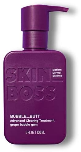SKINBOSS 5oz Butt Acne Clearing Treatment - Body Acne Lotion for Pimples on Buttocks, Thighs, & Body, Targets Folliculitis, Scars & Dark Spots, Hydrating Anti-Blemish Body & Butt Cream, 1 Pack