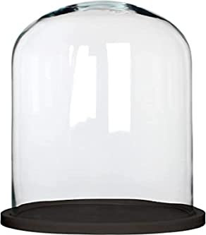 MICA Decorations Hella Glasglocke - H38 x Ø23 cm - Transparent, Schwarz