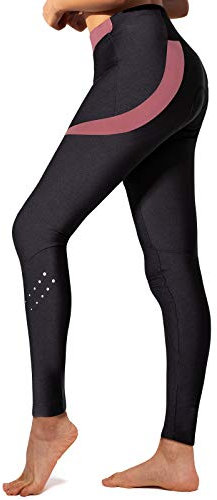 Santic Fahrradhose Lang Damen Gepolsterte Winter Thermo Leggings Radlerhose Radhose Radsport Lange Hosen Tights Elastische Schnell Trocknend Rot L