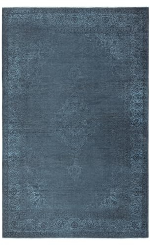 Kelim Vintage Teppich Wohnzimmer Blau 195 X 280 cm - Moderner Kurzflor Teppich - Super Soft
