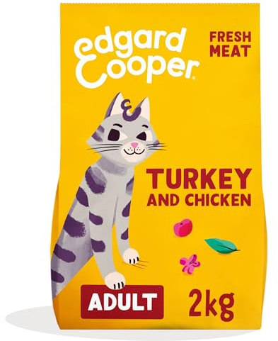 Edgard & Cooper Comida Gatos Adultos, (Pavo & Pollo, 2kg), Comida para Gatos Esterilizados y Activos, Sin Cereales, Ingredientes Naturales, Carne Fresca, Hipoalergénico, Sin azúcares añadidos