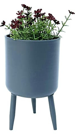 DanDiBo Blumentopf mit Füßen Pflanztopf Blumenkübel mit Beinen Metall Grau 17 cm 96260 S Modern Pflanzenständer