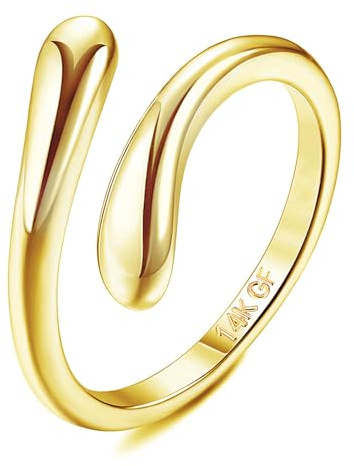 FASACCO 14k Gold Fillled Toe Rings for Women Non Tarnish, Dainty Hug Toe Rings Gold Adjustable Open Toe Ring Summer Beach Foot Jewelry for Women
