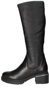 IGI&CO STIVALE DONNA NERO 4683600 PELLE E TESSUTO STRETCH FONDO GOMMA TACCO 6CM H GAMBALE 37CM