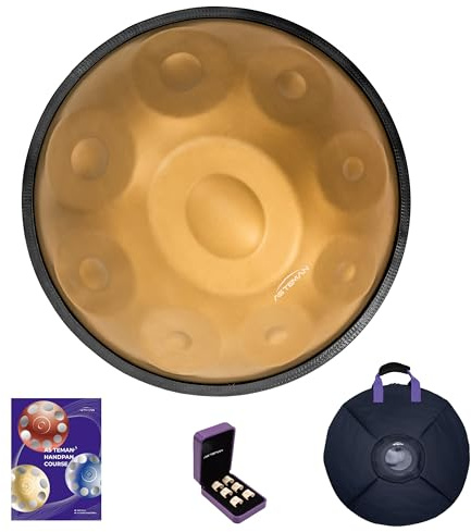 ASTEMAN D-Moll, 18 pulgadas, con 9 notas, incluye mochila, curso, picos de dedos, soporte, paño de limpieza y dos baquetas. (oro, 432 hz)