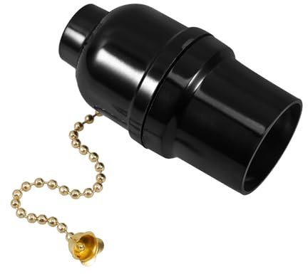 Veemoon Black Abs Pull Chain Light Fixture with E27 Socket and M10 Screw, User-Friendly Classic Ceiling Light Holder for Residential and Commercial Use