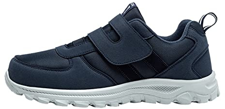 Zapatillas deportivas para hombres y ancianos, ligeras y cómodas, antideslizantes, con velcro, para caminar, zapatillas deportivas para hombre, azul oscuro, 40 2/3 EU
