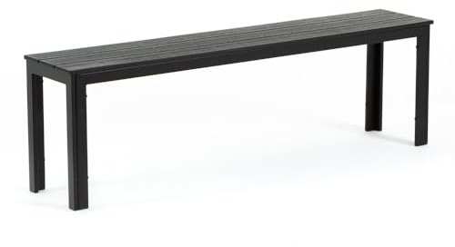 SIEDITI FUORI E DENTRO Banc de Jardin 2 Places en Acier avec Assise Effet Bois en polyéthylène, Banc extérieur Compact 141x28,5x43 cm pour terrasse, Balcon ou Jardin – Fiona XL (Noir Anthracite)