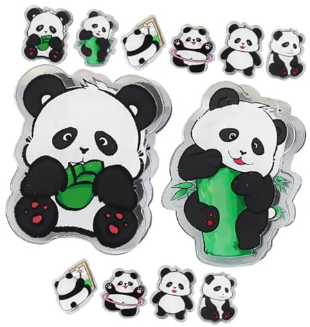 Veemoon Lot de 12 Clips Photo Panda en Acrylique Multi-fonctions pour Bureau et Maison, Fermeture de Paquet et Organisation des Documents, Couleurs Variées