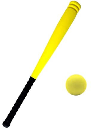 Hellery Ensemble de Baseball en Mousse pour Enfants, Batte EVA avec Balle, pour Parc, Jardin et Cours d'Éducation Physique, Poignée Antidérapante et Rainures, Jeu de Sport pour Débutants, 54cm, Jaune