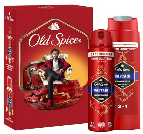 Old Spice Gentleman Geschenkset für Männer mit Captain Deospray und Duschgel, 24/7 Frischhh bei täglicher Anwendung, langanhaltender Duft in Parfumqualität