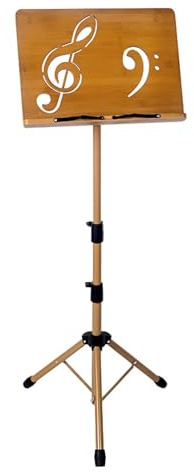 Vttui Pupitre à Musique,Support de Musique d'orchestre en Bois,Support Métal Pliant avec Hauteur Ajustable,Charge Max 2.5kg